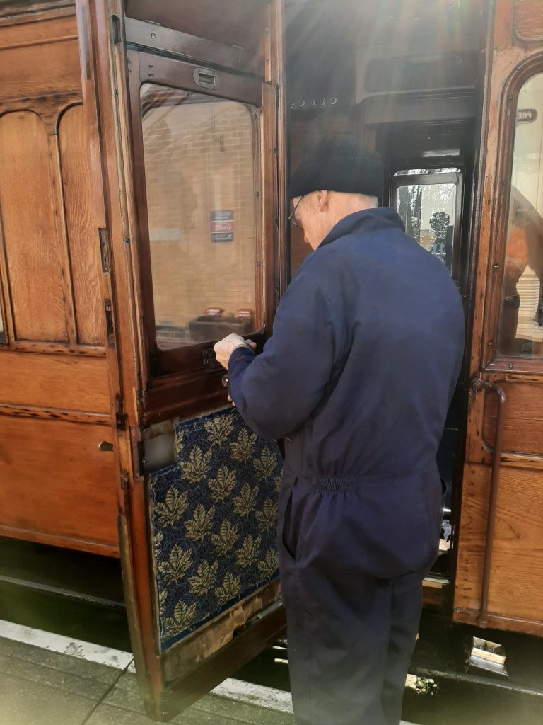 John Dixon adjusts the guard's window on GER No. 5